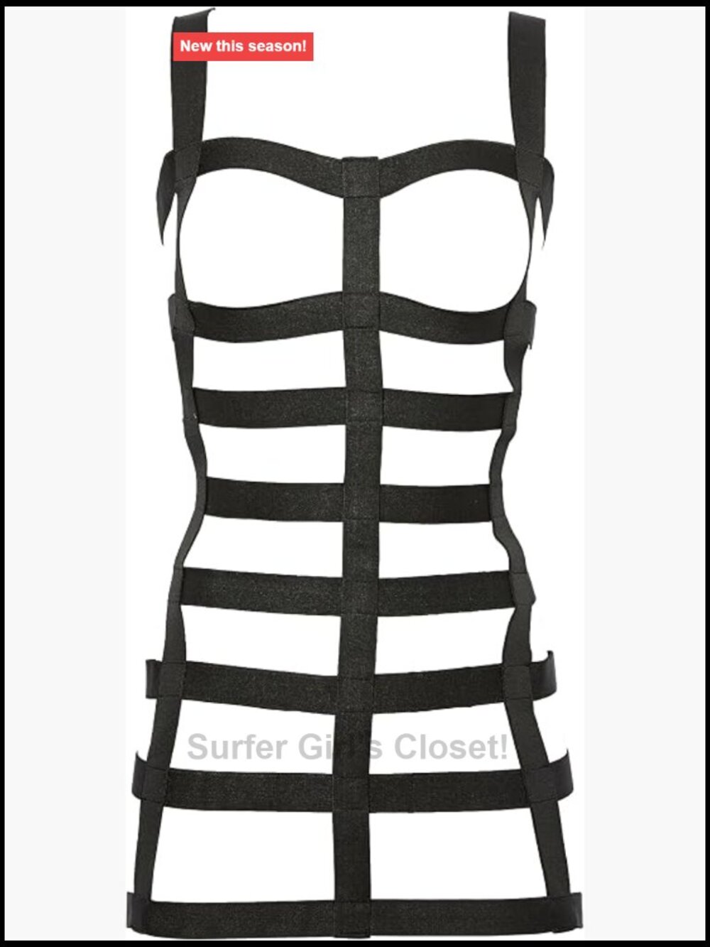 Stretchy Cage Dress Body Harness Corset Silver Hardware